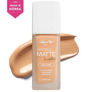 Amorus USA Amorus Matte Foundation Gold Ivory Long-Lasting Buildable Coverage Full Coverage Matte Finish For All Skin Types Amor Us