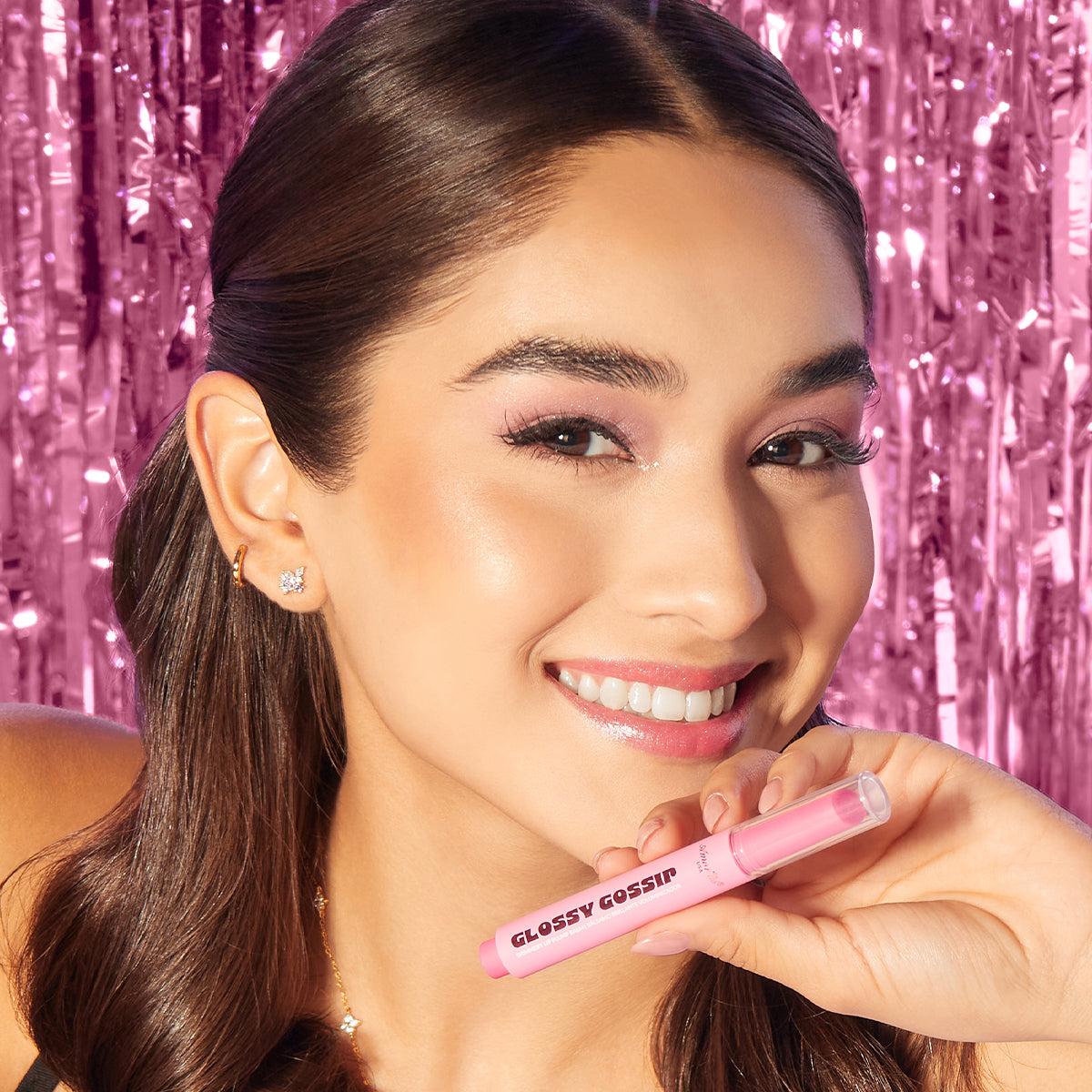 Pinkish Scandal - Glossy Gossip Shimmer Lip Plump Balm | Amorus USA