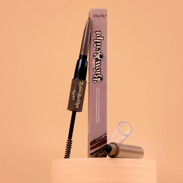 Amorus USA 2-in-1 Brow Sculpt Pencil & Tinted Gel Mascara Triangular shaped tip holds hair in place long-lasting Ultra-precise Buildable Waterproof Paraben-Free Amor Us