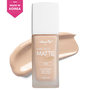 Amorus USA Amorus Matte Foundation Ivory Long-Lasting Buildable Coverage Full Coverage Matte Finish For All Skin Types Amor Us