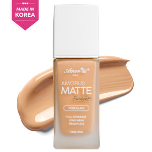 Amorus USA Amorus Matte Foundation Porcelain Long-Lasting Buildable Coverage Full Coverage Matte Finish For All Skin Types Amor Us