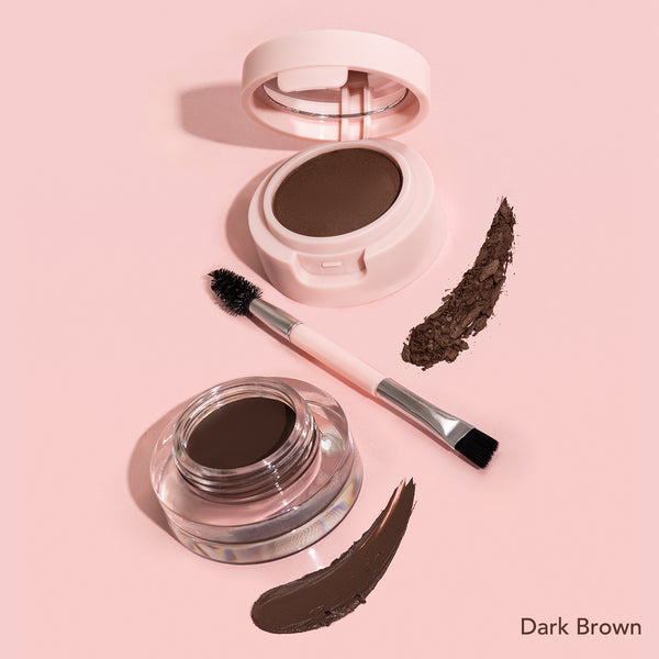 Amorus Brow Kit Eyebrow Powder & Gel Dark Brown 2-in-1 formula High Quality Brush Mirror Included Long Lasting Amor Us