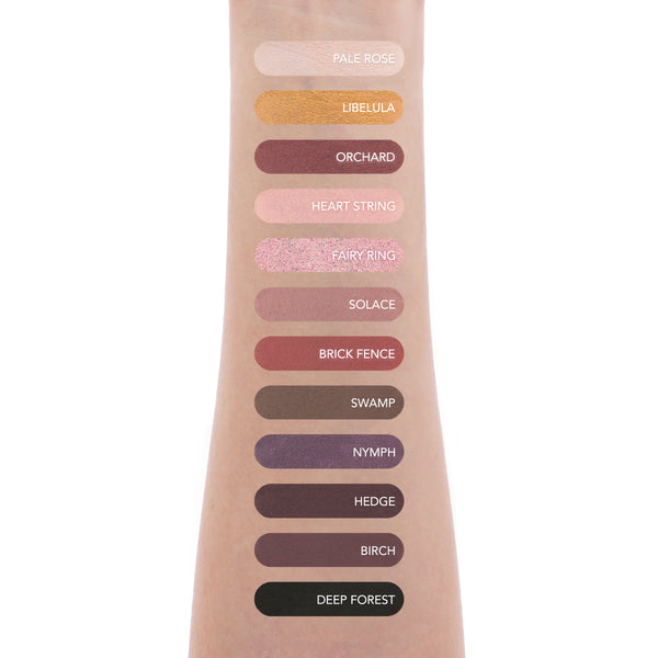 Amorus Secret Garden Pressed Pigment Palette Arm Swatches Rich Vivid Matte, Creamy Shimmers, Multidimensional Glitter Foil, High-color Payoff, Silky Smooth, Amor Us