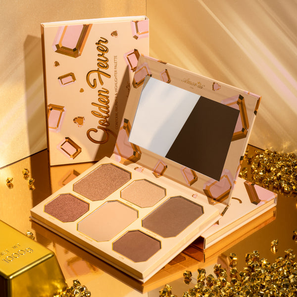 Amorus Golden Fever - Highlighter and Contour Kit Set Palette Makeup Cosmetics Highlighting Contouring Bronzer 6 pan amor us