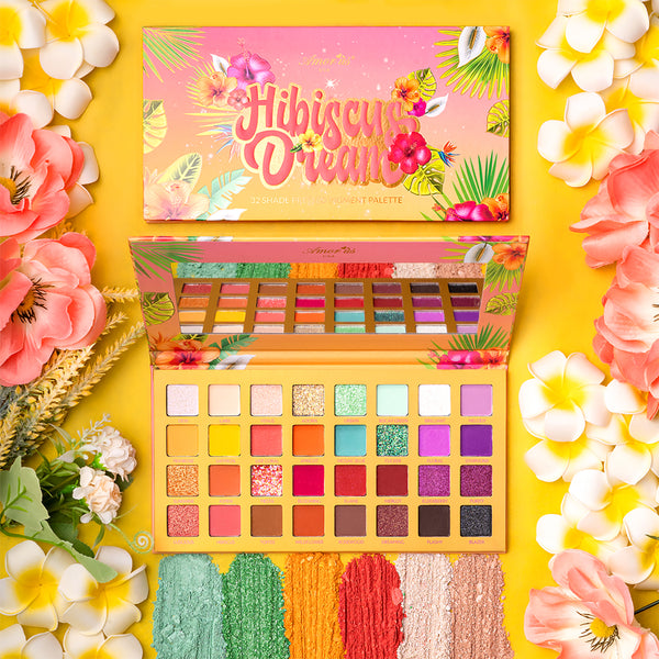 Amorus USA Summer Look Sunshine Buildable Hibiscus Dream 32 Shade Pressed Pigment Palette Amor us Hibiscus Dream