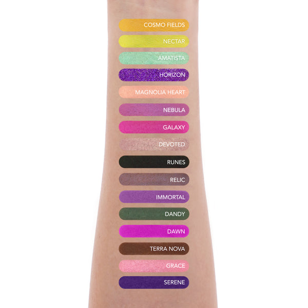 Amorus USA Enchanted Sky 32 Shade Pressed Pigment Palette Silky Smooth Highly Color Payoff Amor us EnchantedSky Arm Swatch 