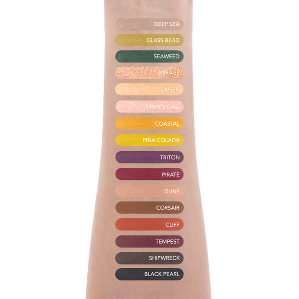 Amorus USA Pearl Paradise 32 Shade Pressed Pigment Palette Rich Vivid Matte Creamy Duo Chrome Multidimensional Glitter&Foil High Color Payoff Silky Smooth Cruelty-Free Amor us PearlParadise Arm Swatch